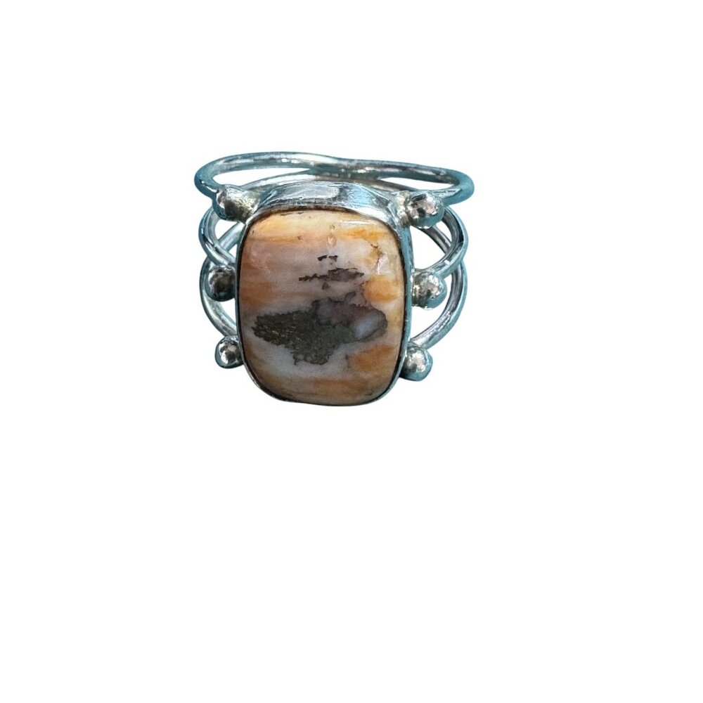 Sterling Silver Ring With Rectangular Jasper Ston… - image 2